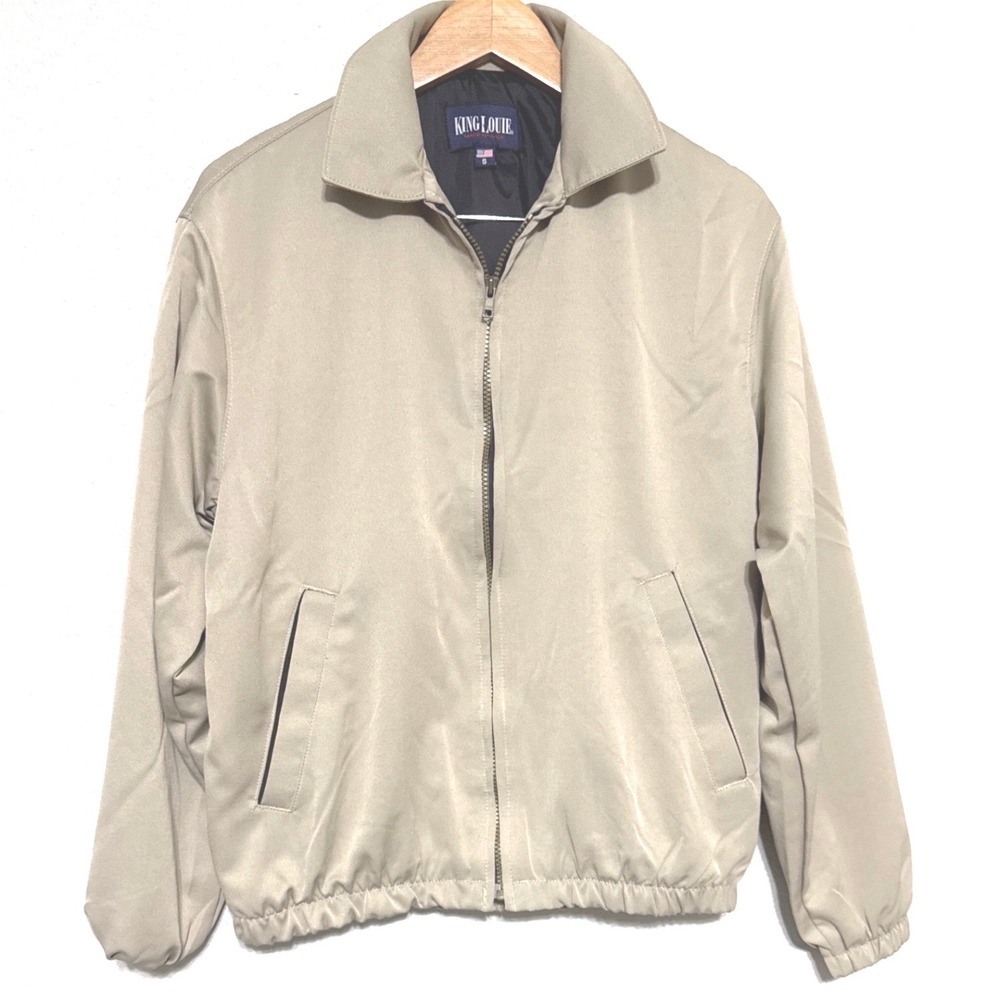 VTG King Louie Jacket Men's Small‎ Khaki Tan Lightweight Bomber Grandpa Preppy